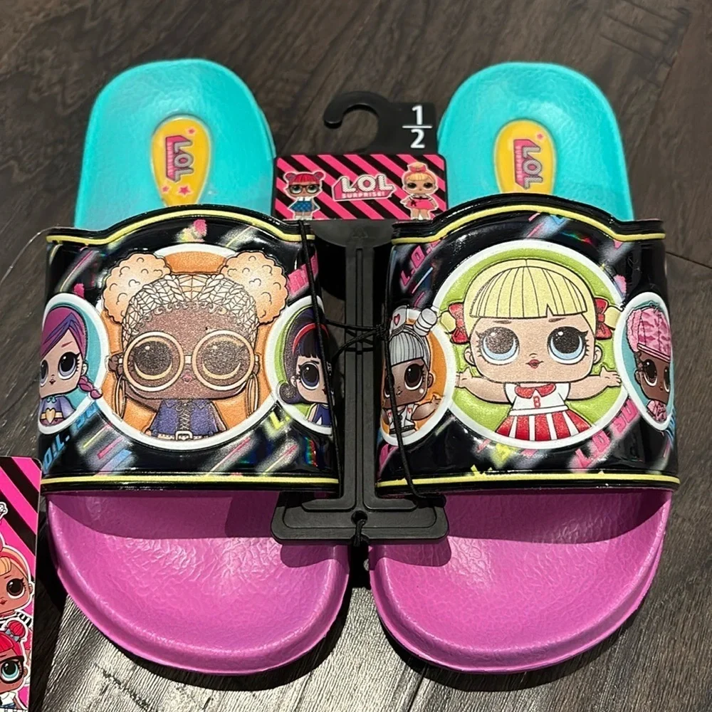 LOL Surprise! Doll Slides/Sandals,open toe,grip sole,trendy,popular,fun,colorful
